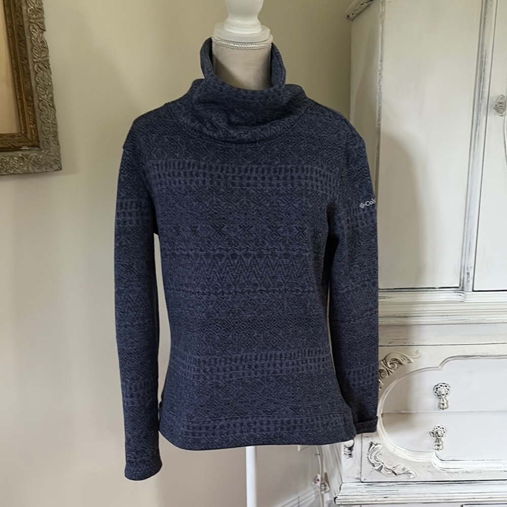 Columbia Blue Turtleneck Sweater with Textured Knit